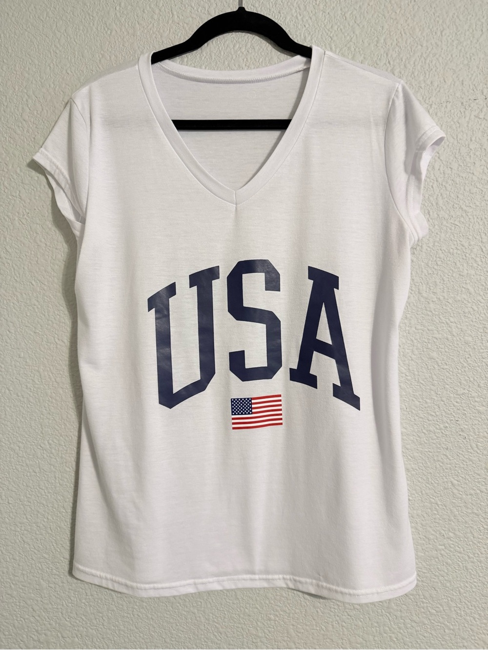 White USA V-Neck Women's Graphic Tee